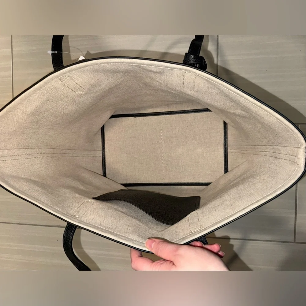 Toteme Canvas Travel Tote, Ecru Black - Picture 5 of 7